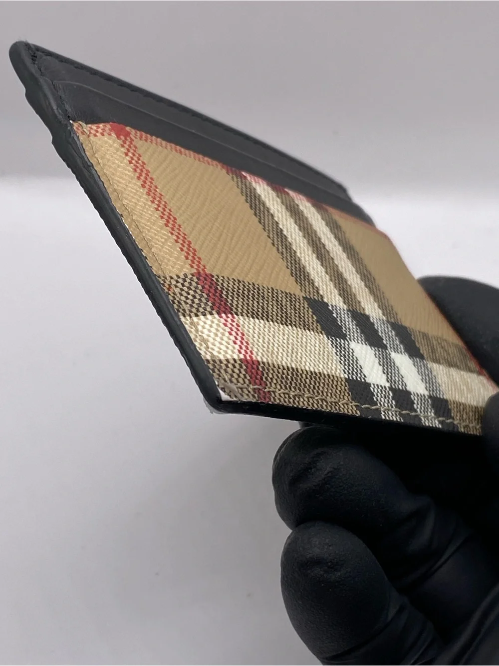 Burberry Black & Beige Vintage Check Card Holder